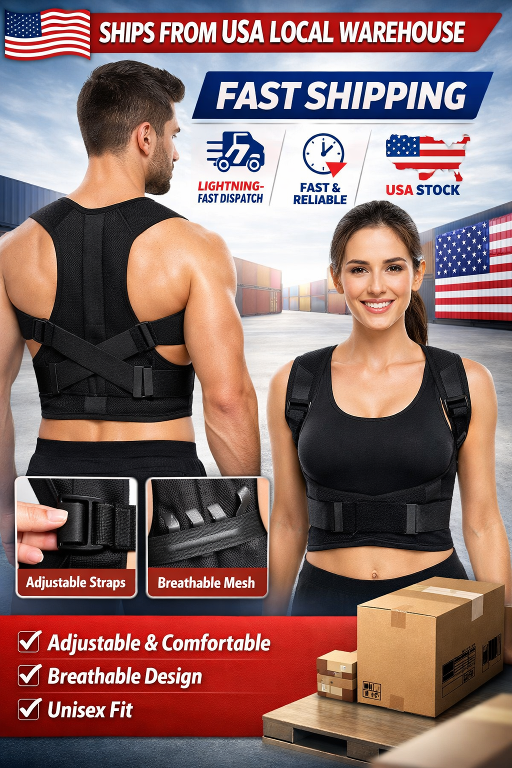 Adjustable Posture Corrector Back Support Belt Breathable Mesh Unisex Brace