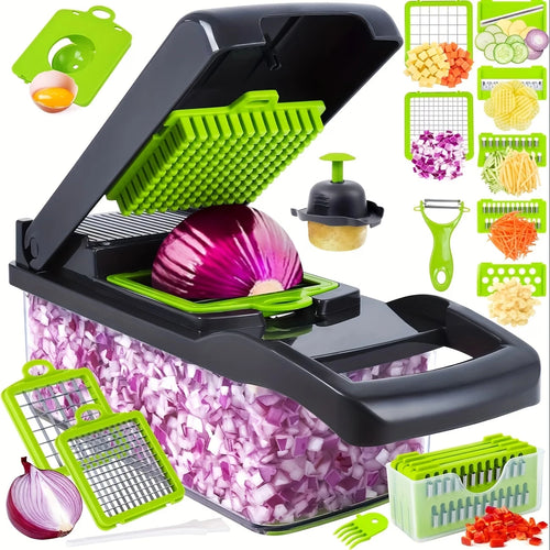16-in-1 Vegetable Chopper with 8 Blades Onion Dicer Multifunctional Slicer