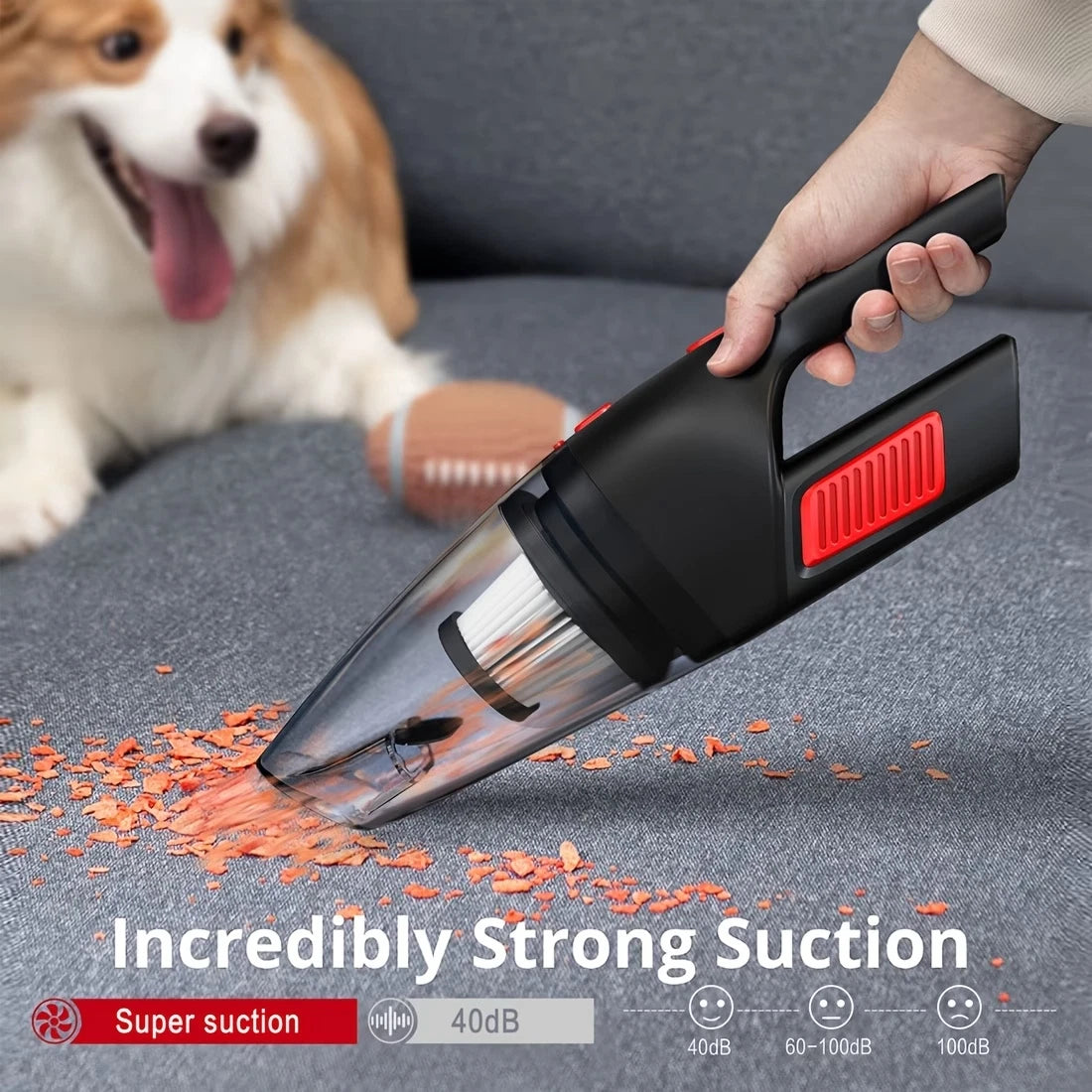 Portable Handheld Car Vacuum Cleaner 6KPa Cordless USB Rechargeable Mini Vacuum