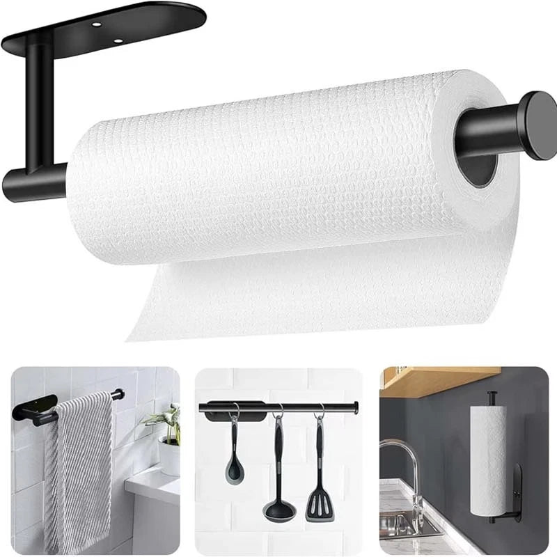 2 Pack Self Adhesive Kitchen Towel Holder Wall Mount Under Cabinet Rack