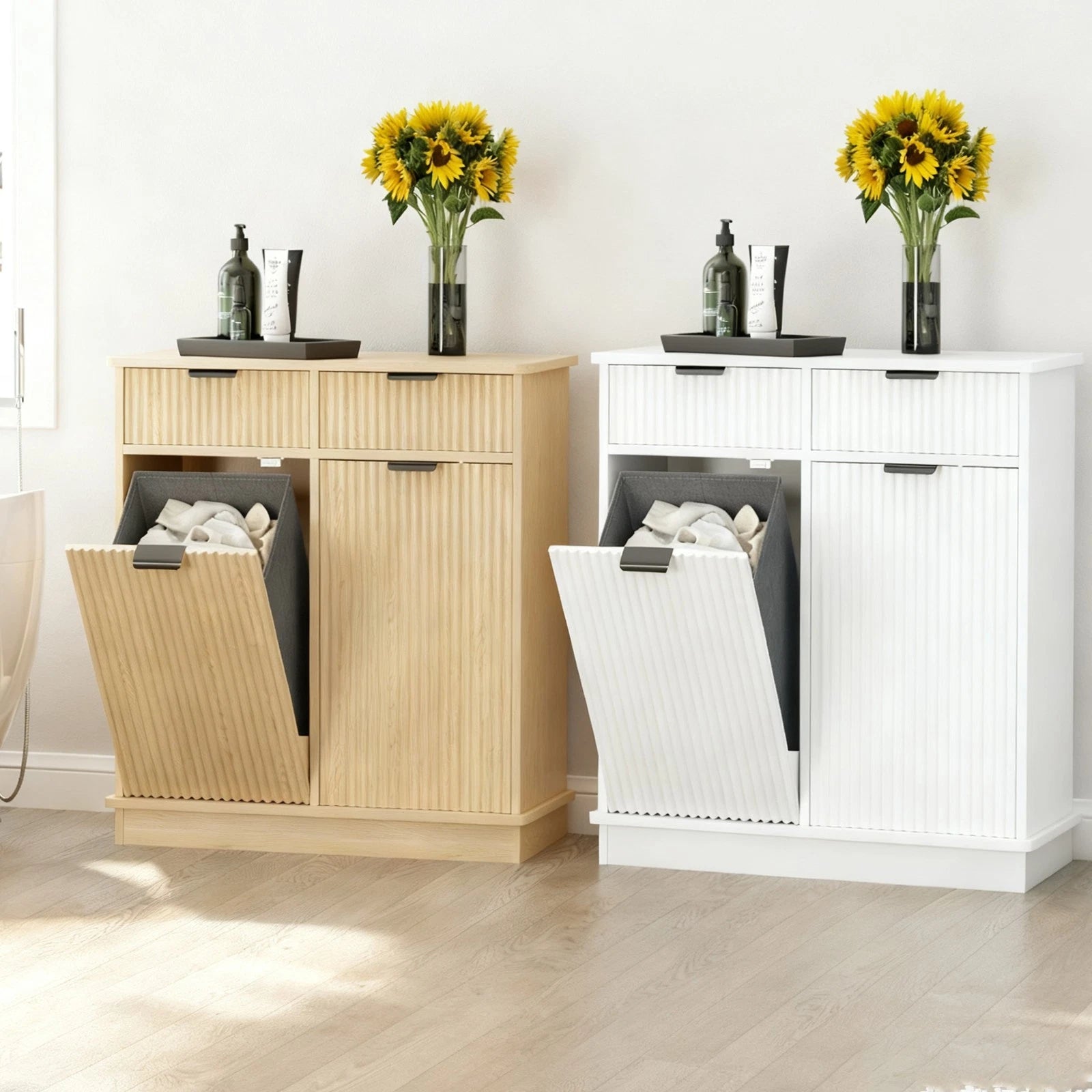 Tilt Out Trash Cabinet Double Tilt Out Laundry Hamper Cabinet Hidden with Basket