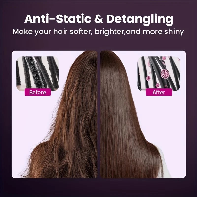 Portable Wireless Hair Straightening Brush Rechargeable Ionic 3 Temp