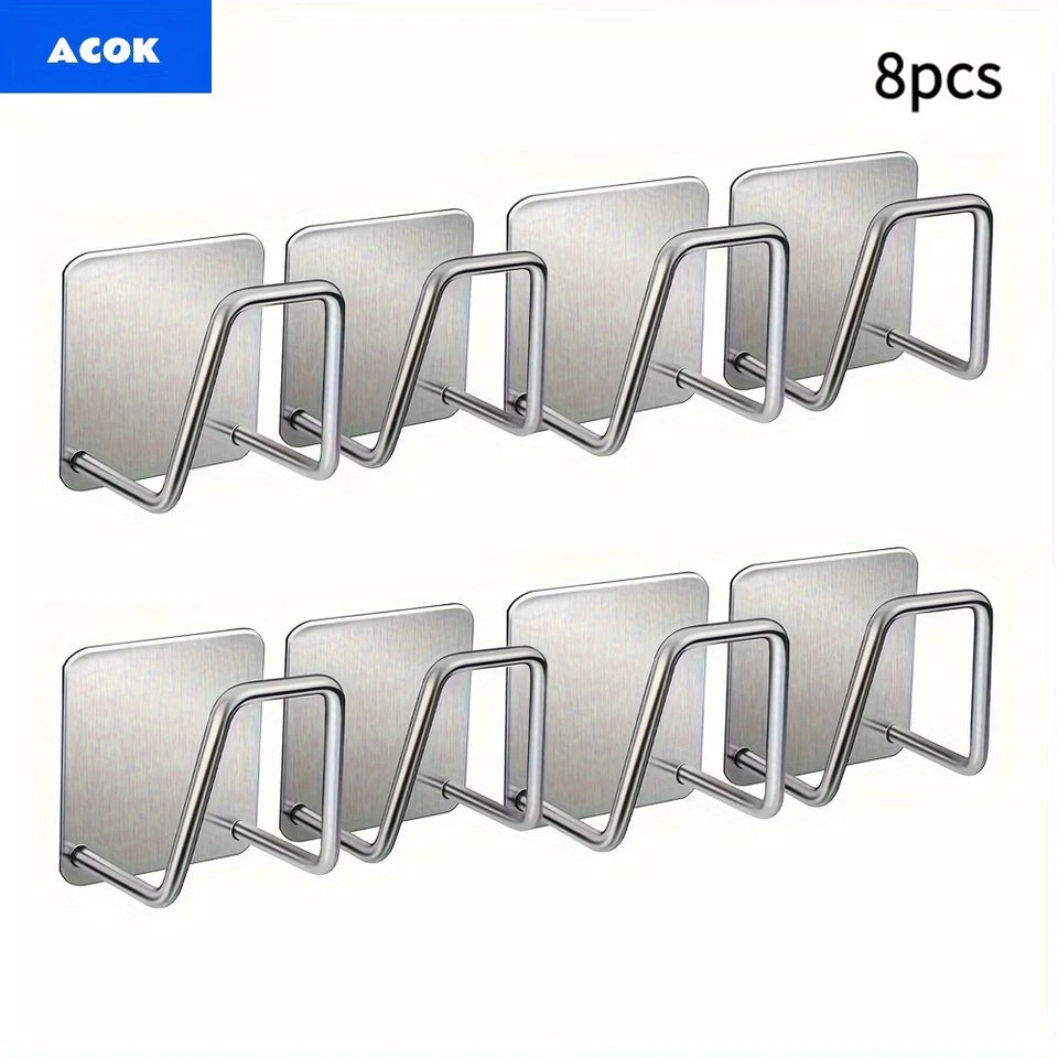 8PCS Stainless Steel Sink Sponge Holder SUS304 Self Adhesive Rack