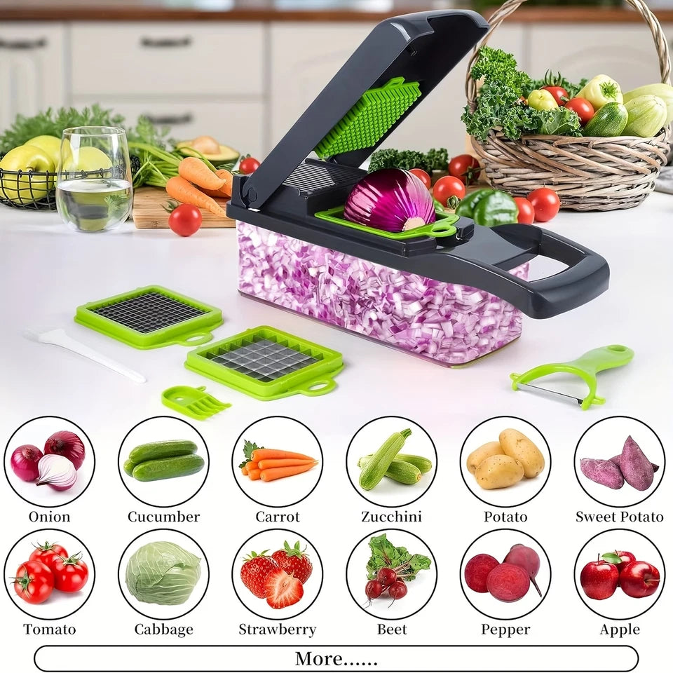 16-in-1 Vegetable Chopper with 8 Blades Onion Dicer Multifunctional Slicer